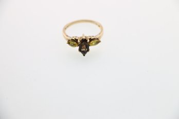 10k Yellow Gold Smokey Quartz Yellow Topaz Ring Size 8