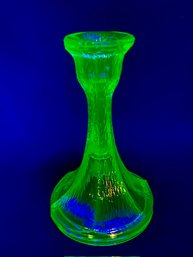 Vintage Green Uranium Depression Glass Candlestick Holder