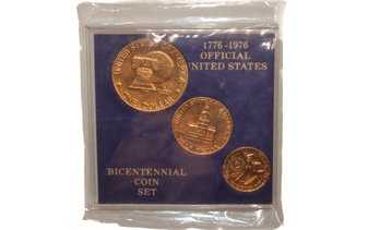 1976 Bicentennial Gold Plated Set Of 3 In Holders - Tribute To 200 Years Of Freedom!!!!