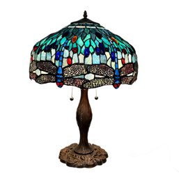 A Stunning Vintage Tiffany Style Dragonfly Lamp