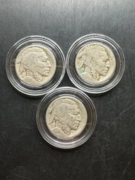 3 Buffalo Nickels 1935, 1935-D, 1935-S