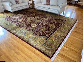 10 X 13 Substantial Hand Knotted Larastan Style Fringed Wool Rug
