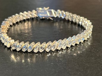 Sterling Silver Tennis Bracelet With Faux Diamonds