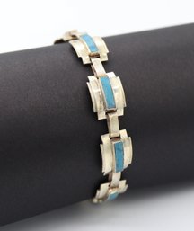 Wonderful Mexican Sterling Silver & Turquoise Multi Station Bracelet