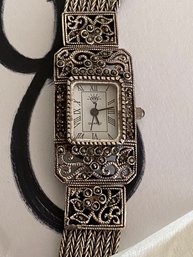 Vintage Sterling Silver And Marcasite Watch