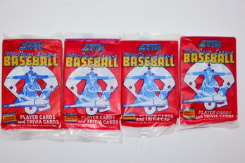 4 1988 Unopened Score Baseball Player Cards & Trivia Cards