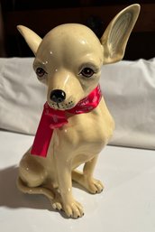 Vintage Dog Statue Marwal Inc Glaze Chihuahua Hand Painted Life Size 12'