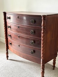 Vintage Mahogany Four Drawer Chest With Brass Finish Hardware