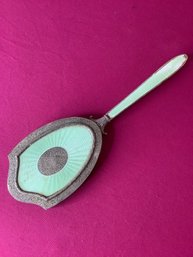 Green Trimmed Vanity Hand Mirror