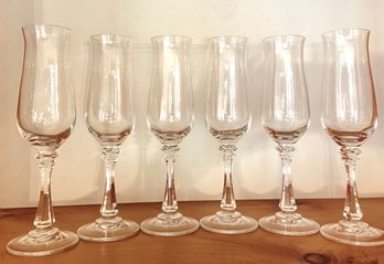 Six Vintage Crystal Sherry Glasses