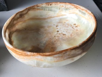 Natural Onyx Stone Bowl, 8 LB 4 Oz, 10 Inch Diameter, 4 Inch High