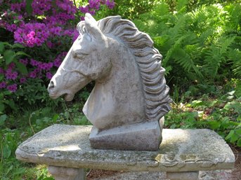 Horses Head Concrete Garden Statue