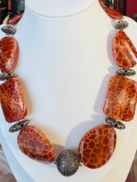 DESIGNER AKR (AMY KAHN RUSSELL) CHUNKY STERLING SILVER AND FACETED STONE NECKLACE