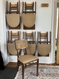A Set Of 6 Mid Century Stakmore Folding Chairs With Cane Backs