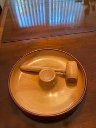 Wood Nut Bowl With Cracking Hammer