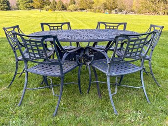 A Vintage Cast Aluminum Dining Table And Set Of 6 Chairs By Molly Furniture