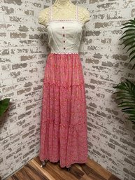 Vintage New Old Stock Flirty Spaghetti Strapped Tiered Full Length Dress By Kadime Size 7 - Orig $65