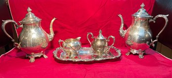 Antique Sheridan Silver On Copper Tea Set