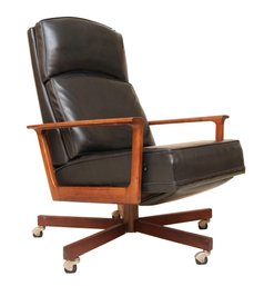 Milo Baughman  For Thayer Coggin, Inc Leather And Wood Executive Reclining Chair