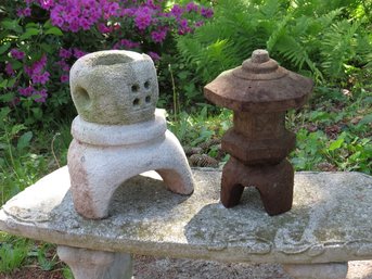 Two Small Cast Concrete Garden Pagoda's.