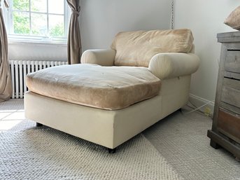 A Down Stuffed Chaise Lounge, Possibly Pottery Barn, With Slip Covers
