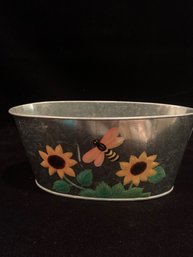 Floral Bee Painted Galvanized Pail