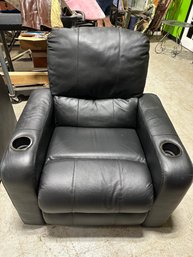 Single Black Leather Home Theater Seat