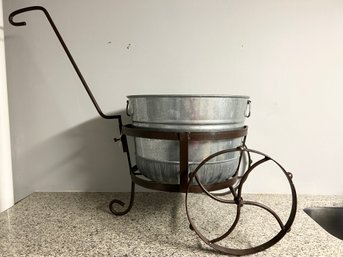 Garden Wheeled Barrel Floor Pot