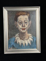 Painting Of Clown - Artist Signed S. Rosen In Frame