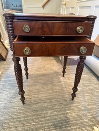 Lovely Side Table With Lovely Spiral Legs And Brass Pulls