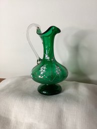 Green And Clear Glass Pitcher/Vase