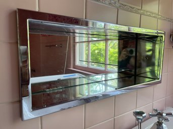 A Chrome Finish Mirror Shelf Above Sink Shelf - Bath 2-1