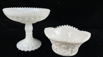 Milk Glass Compote And Trinket Dish