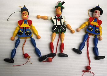 Vintage Lot Of Three MCM String Puppets - Made In Taiwan