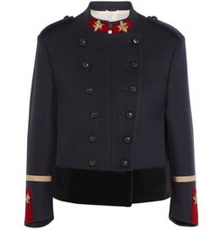 A Gucci Wool And Velvet Military Style Double Breasted Jacket With Epaulets - Sz 46 (It)