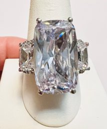 FANTASTIC SIGNED SJD STERLING SILVER LARGE CZ STATEMENT RING