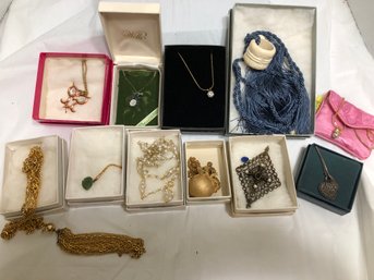 Misc Lot Of Jewelry - Opal, Jade, Locket, Marcasite