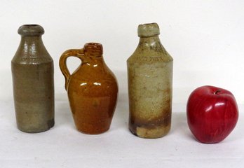 Two Stoneware Small Beers And A Small Ovoid 19th Century - Two Signed Knickerbocker & Alex Feyh