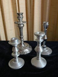 Pewter And Metal Candlestick Holder Lot