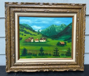 Vintage Oil Painting Signed F. Anderson Of Country Valley Scene