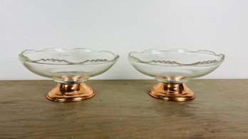 Glass And Copper Art Deco Candy Dish