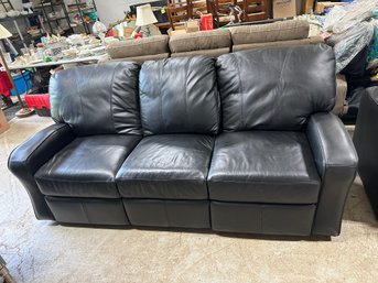 Very Nice Black Leather Three Seat Couch
