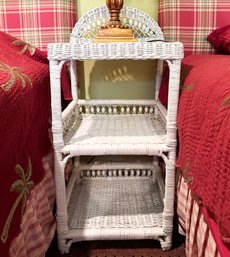 A Wicker Nightstand Or End Table - Three Surfaces!