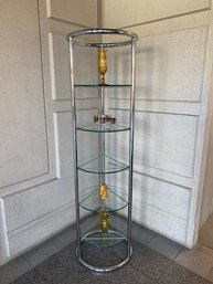 Vintage Round Chrome & Glass Etagere