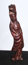 Antique Chinese Hand Carved Wood Quan Yin Figure Brooch