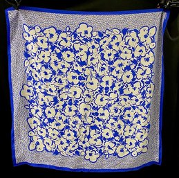 Vintage Bold Blue & White Floral Scarf By Liz Claiborne