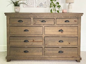 A High Quality Weathered Pine Dresser, Likely Vintage Restoration Hardware