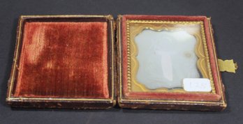 Antique Victorian Early Photograph In Leather Case (spine Is Separated)