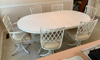 Mid Century White Formica Top Table With 6 Chairs