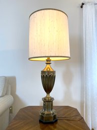 Brass Urn Shaped Lamp With Barell Shade